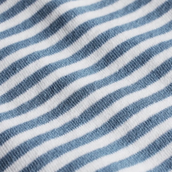 💙 Cotton Mini Rib Flutter Sleeve Tee | UpWest | Blue Stripe | NWT - Picture 4 of 9